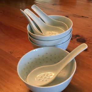 Chinese soup bowls and spoons